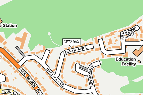 CF72 9AX map - OS OpenMap – Local (Ordnance Survey)