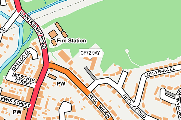 CF72 9AY map - OS OpenMap – Local (Ordnance Survey)