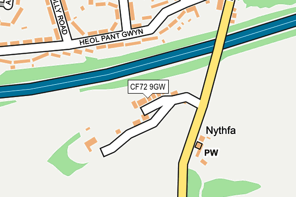 CF72 9GW map - OS OpenMap – Local (Ordnance Survey)