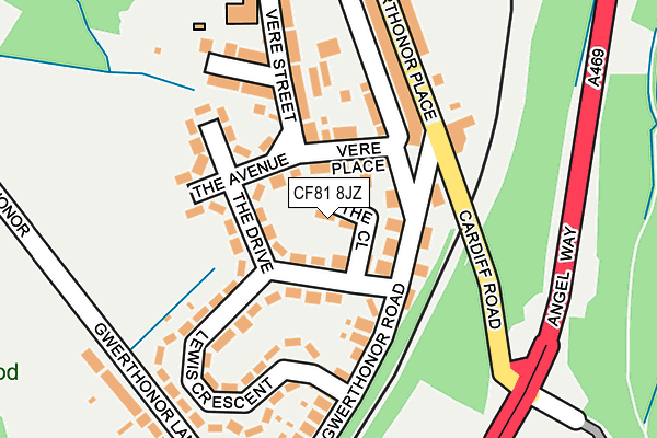 CF81 8JZ map - OS OpenMap – Local (Ordnance Survey)