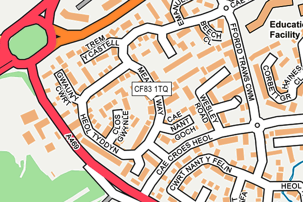 CF83 1TQ map - OS OpenMap – Local (Ordnance Survey)