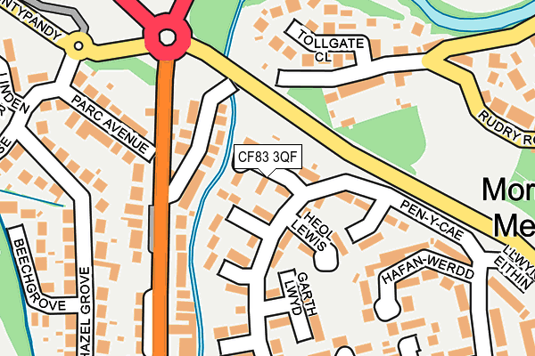 CF83 3QF map - OS OpenMap – Local (Ordnance Survey)