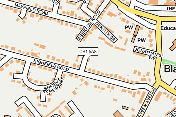 CH1 5AS map - OS OpenMap – Local (Ordnance Survey)