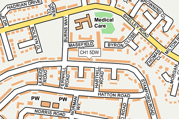 CH1 5DW map - OS OpenMap – Local (Ordnance Survey)