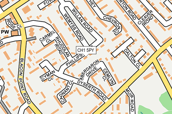 CH1 5PY map - OS OpenMap – Local (Ordnance Survey)