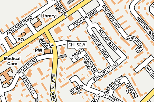 CH1 5QW map - OS OpenMap – Local (Ordnance Survey)