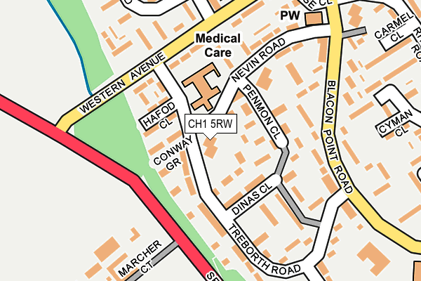 CH1 5RW map - OS OpenMap – Local (Ordnance Survey)
