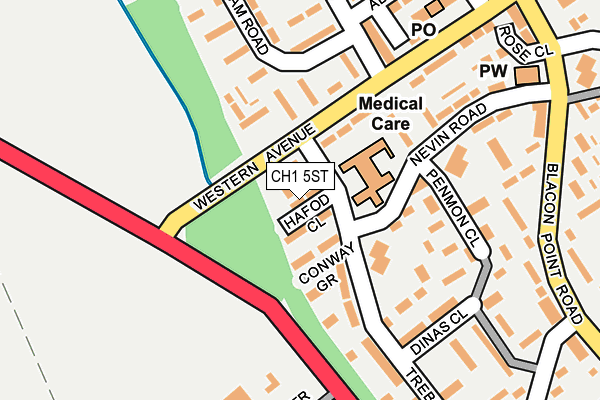 CH1 5ST map - OS OpenMap – Local (Ordnance Survey)