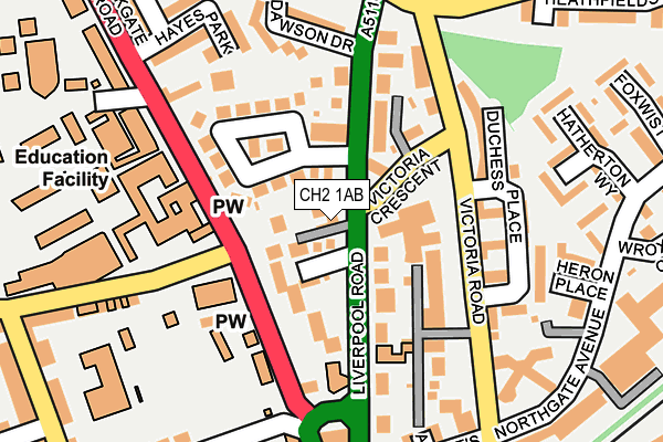 CH2 1AB map - OS OpenMap – Local (Ordnance Survey)