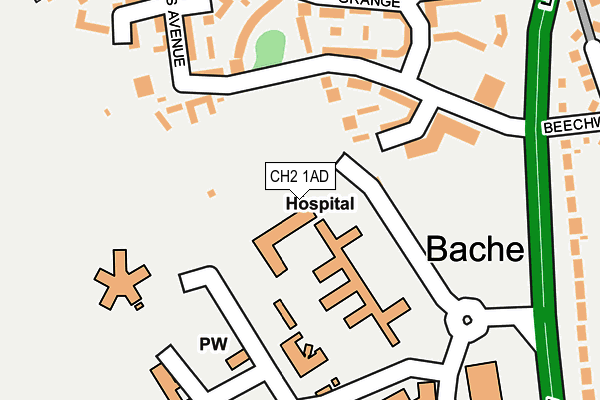 CH2 1AD map - OS OpenMap – Local (Ordnance Survey)