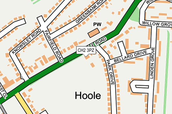 CH2 3PZ map - OS OpenMap – Local (Ordnance Survey)