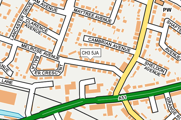 CH3 5JA map - OS OpenMap – Local (Ordnance Survey)