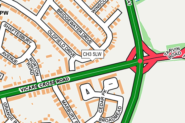 CH3 5LW map - OS OpenMap – Local (Ordnance Survey)