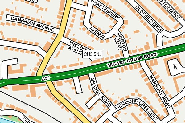 CH3 5NJ map - OS OpenMap – Local (Ordnance Survey)