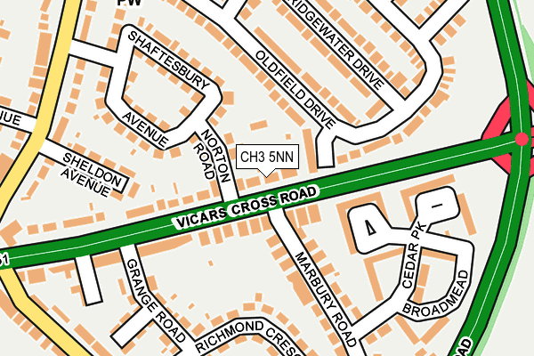 CH3 5NN map - OS OpenMap – Local (Ordnance Survey)