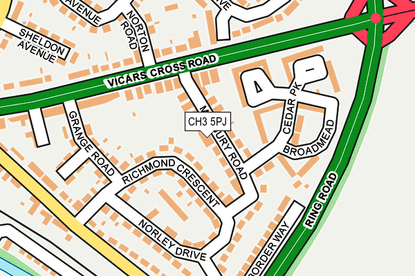 CH3 5PJ map - OS OpenMap – Local (Ordnance Survey)