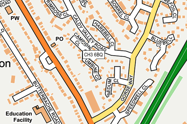 CH3 6BQ map - OS OpenMap – Local (Ordnance Survey)