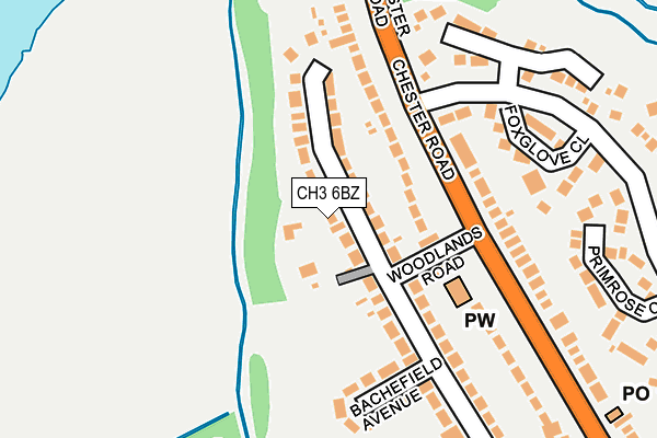 CH3 6BZ map - OS OpenMap – Local (Ordnance Survey)