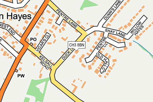 CH3 8BN map - OS OpenMap – Local (Ordnance Survey)