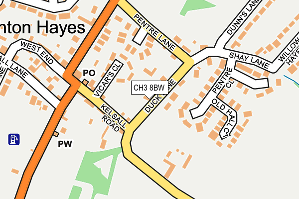 CH3 8BW map - OS OpenMap – Local (Ordnance Survey)