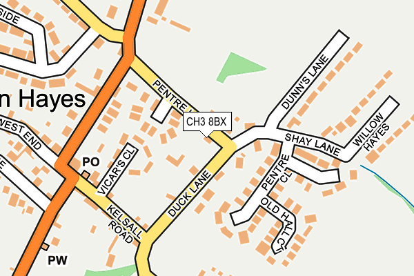 CH3 8BX map - OS OpenMap – Local (Ordnance Survey)