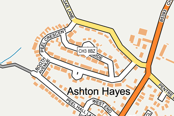 CH3 8BZ map - OS OpenMap – Local (Ordnance Survey)