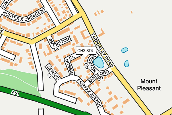 CH3 8DU map - OS OpenMap – Local (Ordnance Survey)