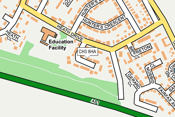 CH3 8HA map - OS OpenMap – Local (Ordnance Survey)