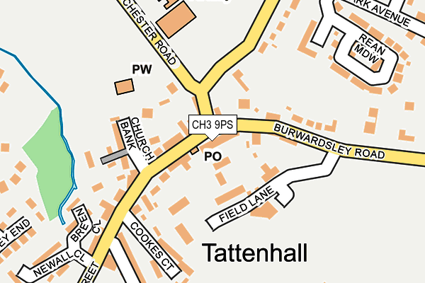 CH3 9PS map - OS OpenMap – Local (Ordnance Survey)