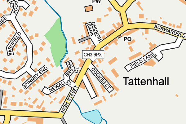 Map of THE BEAR & RAGGED STAFF AT TATTENHALL LIMITED at local scale