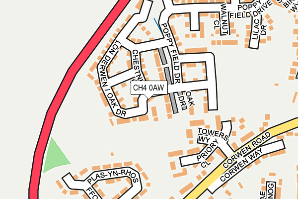 CH4 0AW map - OS OpenMap – Local (Ordnance Survey)