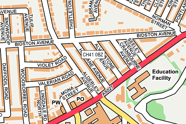 CH41 0BZ map - OS OpenMap – Local (Ordnance Survey)