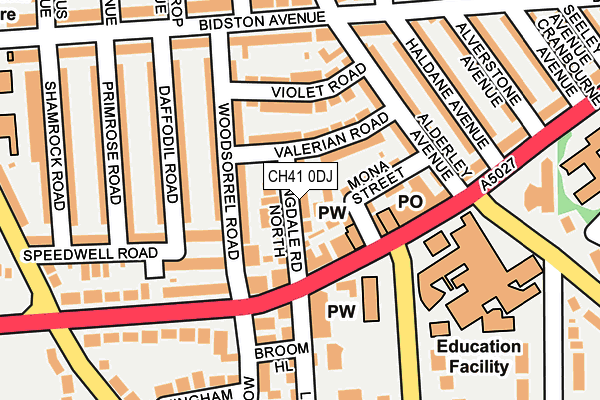 CH41 0DJ map - OS OpenMap – Local (Ordnance Survey)