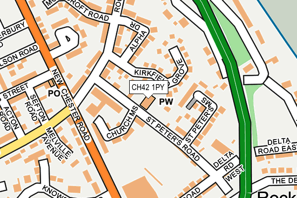 CH42 1PY map - OS OpenMap – Local (Ordnance Survey)