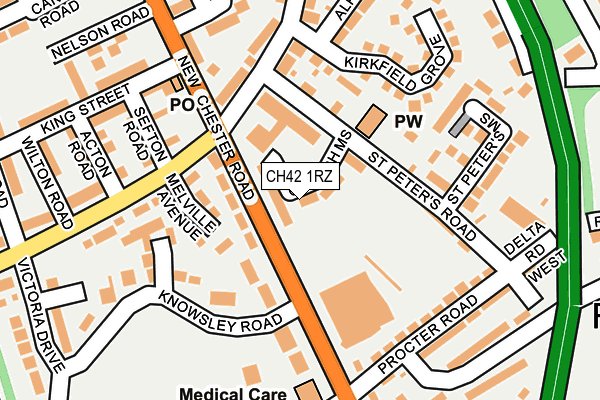 CH42 1RZ map - OS OpenMap – Local (Ordnance Survey)