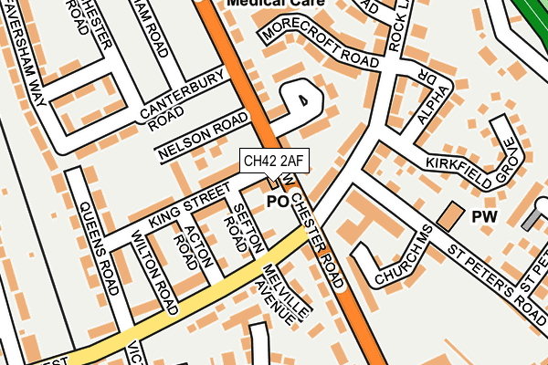 CH42 2AF map - OS OpenMap – Local (Ordnance Survey)