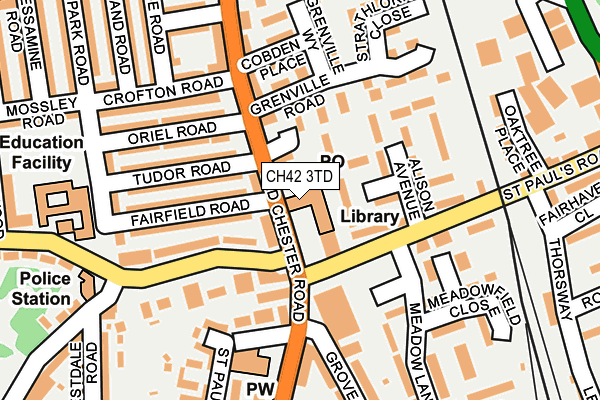 CH42 3TD map - OS OpenMap – Local (Ordnance Survey)