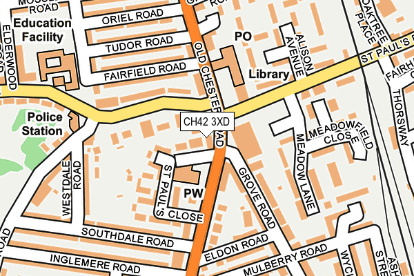 CH42 3XD map - OS OpenMap – Local (Ordnance Survey)