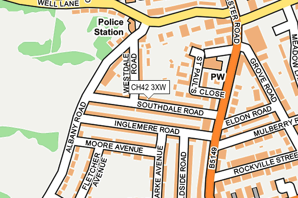 CH42 3XW map - OS OpenMap – Local (Ordnance Survey)