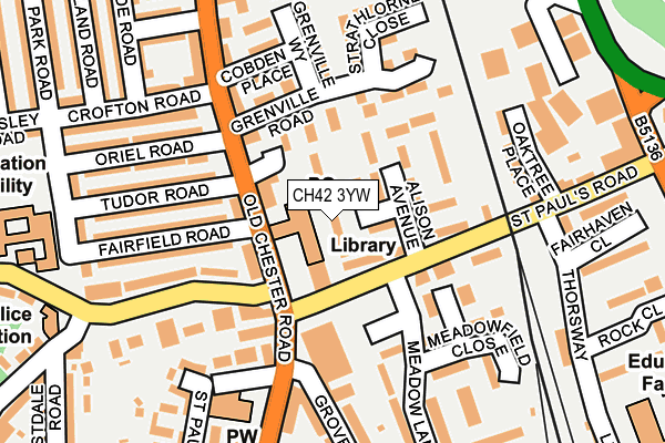 CH42 3YW map - OS OpenMap – Local (Ordnance Survey)