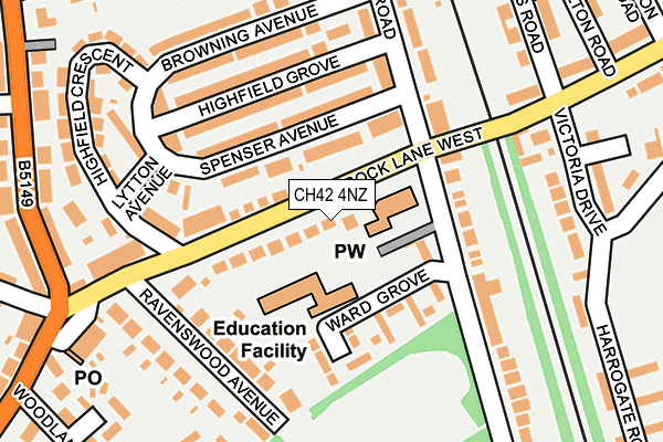 CH42 4NZ map - OS OpenMap – Local (Ordnance Survey)