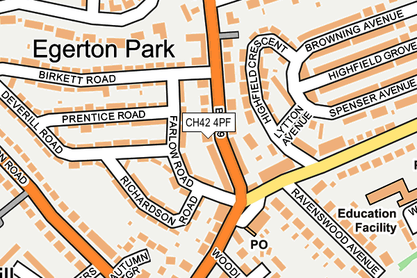 CH42 4PF map - OS OpenMap – Local (Ordnance Survey)