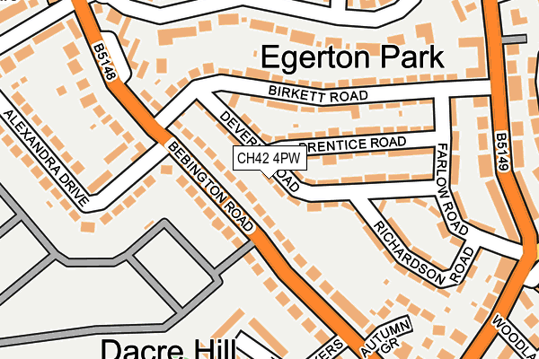 CH42 4PW map - OS OpenMap – Local (Ordnance Survey)