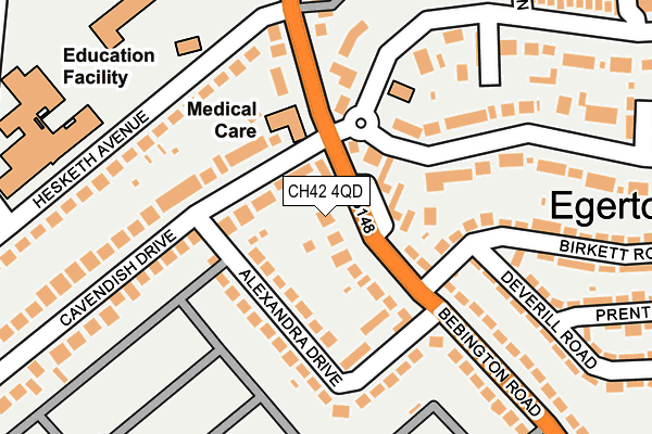 CH42 4QD map - OS OpenMap – Local (Ordnance Survey)