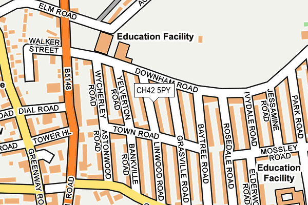 CH42 5PY map - OS OpenMap – Local (Ordnance Survey)