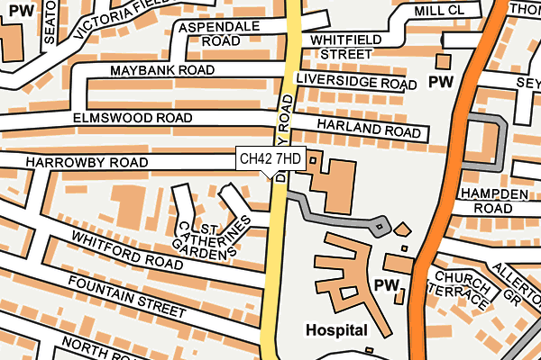 CH42 7HD map - OS OpenMap – Local (Ordnance Survey)