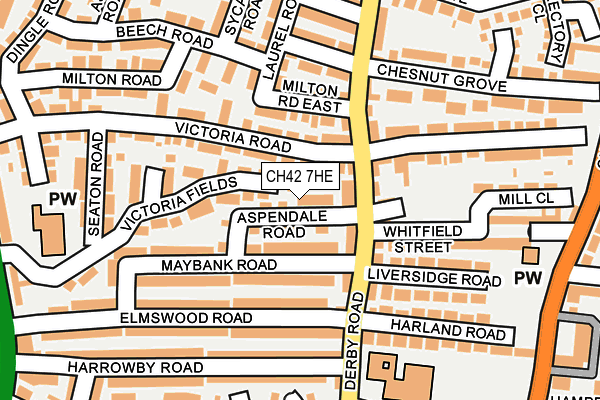 CH42 7HE map - OS OpenMap – Local (Ordnance Survey)