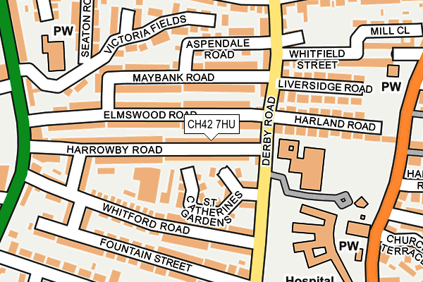 CH42 7HU map - OS OpenMap – Local (Ordnance Survey)