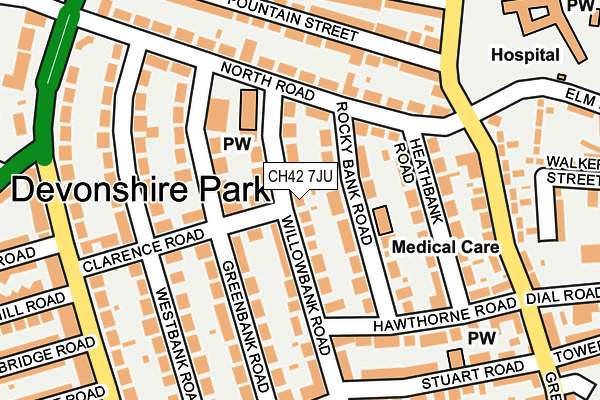 CH42 7JU map - OS OpenMap – Local (Ordnance Survey)