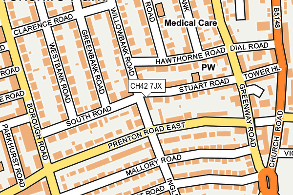 CH42 7JX map - OS OpenMap – Local (Ordnance Survey)